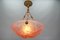French Light Pink Frosted Glass Pendant Light with Bird Motifs, 1930s 2