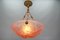 French Light Pink Frosted Glass Pendant Light with Bird Motifs, 1930s, Image 2