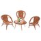 Wicker and Wood Armchairs and Table, Italy, 1960s, Set of 4 1
