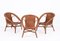 Wicker and Wood Armchairs and Table, Italy, 1960s, Set of 4 2