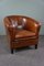 Sheep Leather Armchair with Black Piping and Decorative Nails 1