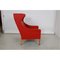 Vintage Stuhl aus rotem Leder mit Fußhocker von Børge Mogensen für Fredericia, 1980er, 2er Set 4