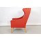Vintage Stuhl aus rotem Leder mit Fußhocker von Børge Mogensen für Fredericia, 1980er, 2er Set 6