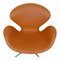 Sedia Swan in pelle anilina cognac Nevada di Arne Jacobsen per Fritz Hansen, Immagine 4