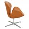 Swan Chair aus Cognacfarbenem Nevada Anilin Leder von Arne Jacobsen für Fritz Hansen 2