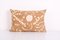 Vintage Handmade Tan Embroidery Bukhara Suzani Lumbar Cushion Cover 1