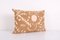 Vintage Handmade Tan Embroidery Bukhara Suzani Lumbar Cushion Cover 3