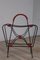 Vintage Magazine Rack in Stitched Leather and Black Metal, 1950s 8