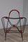 Vintage Magazine Rack in Stitched Leather and Black Metal, 1950s, Image 8