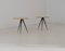 Italian Triangular Wooden Tables with Iron Spiked Legs, 1950s, Set of 2 5