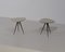 Italian Triangular Wooden Tables with Iron Spiked Legs, 1950s, Set of 2 1