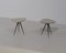 Italian Triangular Wooden Tables with Iron Spiked Legs, 1950s, Set of 2, Image 1