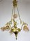 Antique French Art Nouveau Brass Glass Chandelier, 1900s 26
