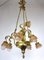 Antique French Art Nouveau Brass Glass Chandelier, 1900s, Image 24