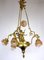 Antique French Art Nouveau Brass Glass Chandelier, 1900s 1