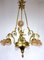Antique French Art Nouveau Brass Glass Chandelier, 1900s, Image 21