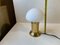 Scandinavian Mushroom Table Lamp in Brass and White Glass, 1970s 8