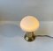 Scandinavian Mushroom Table Lamp in Brass and White Glass, 1970s, Image 4