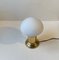 Scandinavian Mushroom Table Lamp in Brass and White Glass, 1970s, Image 7