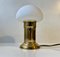 Scandinavian Mushroom Table Lamp in Brass and White Glass, 1970s 3