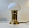 Scandinavian Mushroom Table Lamp in Brass and White Glass, 1970s, Image 3