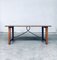 French Rustic Farmhouse Trestle Oak & Wrought Iron Dining Table, France, 1960s, Image 22