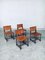 Englische Beistellstühle aus hellbraunem Leder & Eiche im Cromwellschen Stil, Frühe 1900er, 4 . Set 1