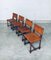 Englische Beistellstühle aus hellbraunem Leder & Eiche im Cromwellschen Stil, Frühe 1900er, 4 . Set 22