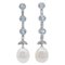 Pearls, Aquamarine, Diamonds and Platinum Dangle Earrings, 1970s, Set of 2 1