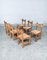 Brutalist Rustic Oak & Rush Dining Chairs, Belgium, 1960s, Set of 6 17