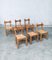 Brutalist Rustic Oak & Rush Dining Chairs, Belgium, 1960s, Set of 6 1