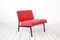 Roter Sessel mit schwarzem Quadratischem Stahlgestell, 1960er 4