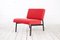 Red Lounge Chair with Black Square Steel, 1960s 1