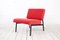 Roter Sessel mit schwarzem Quadratischem Stahlgestell, 1960er 1