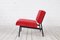 Roter Sessel mit schwarzem Quadratischem Stahlgestell, 1960er 3