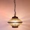 Lámpara de suspensión Ellipse de vidrio y latón patinado, años 50, Imagen 4