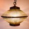 Lámpara de suspensión Ellipse de vidrio y latón patinado, años 50, Imagen 2