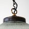 Lámpara de suspensión Ellipse de vidrio y latón patinado, años 50, Imagen 9