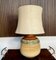 Große handgefertigte Tischlampe aus glasierter Keramik mit Lampenschirm aus Wildseide, Deutschland, 1960er 8