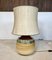 Large Handcrafted Glazed Ceramic Art Table Lamp with Wild Silk Lampshade, Germany, 1960s 1