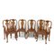 English Burr Walnut Dining Table and Six Chairs, 1930s, Set of 7 3