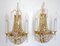 24 Karat Gilded Brass Lead Crystal Wall Lamps from Palwa, 1960, Set of 2 3