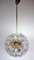 Lámpara colgante Dandelion con flores de vidrio y latón, años 50, Imagen 4