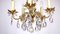Brass and Lead Crystal Chandelier with Flowers from Ernst Palme, 1960s 5