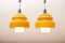 Orange-Brown Hanging Lamp in White Glass Cylinder 7