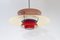 Lampada da soffitto Ph5 vintage rossa di Poul Henningsen per Louis Poulsen, Danimarca, anni '60, Immagine 3