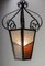 French Iron Textured & Colored Glass Ceiling Lamp Lustre Lantern, 1960s 4