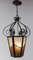 French Iron Textured & Colored Glass Ceiling Lamp Lustre Lantern, 1960s, Image 2