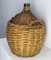 Green Glass Bottle Wicker Basket, France, 1920s 3