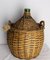 Green Glass Bottle Wicker Basket, France, 1920s 7